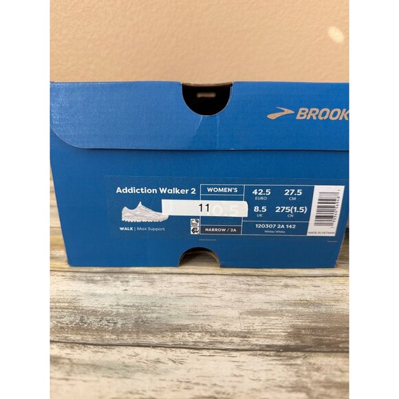 Brooks Addiction Walker 2 Women's White Leather Walking Shoes Lace-Up Sz 11 NIB - Picture 11 of 14